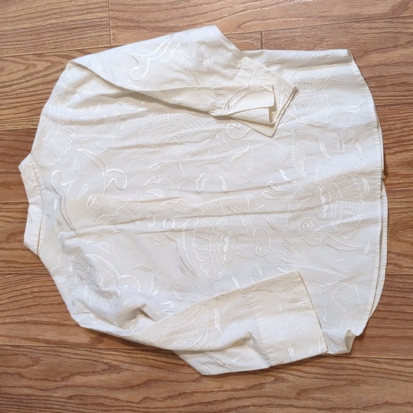 Vintage Chico's embroidered button-down top off-white boho coquette size L / 3 - Picture 3 of 7